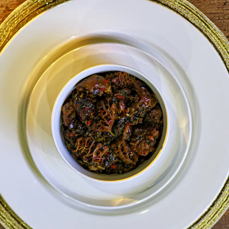 A close view of Backyard Africa Efo Riro stew